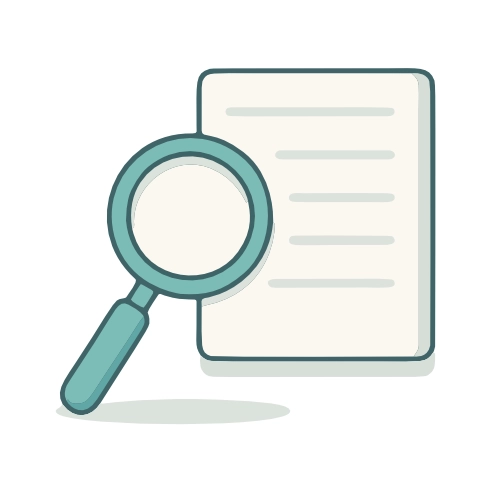 Dokument und Lupe als Symbol für klassische Marktforschung.