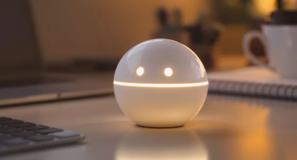 OBBOTO kugelförmiges Desktop-Gadget mit LED auf Schreibtisch – JTBD Reality Check