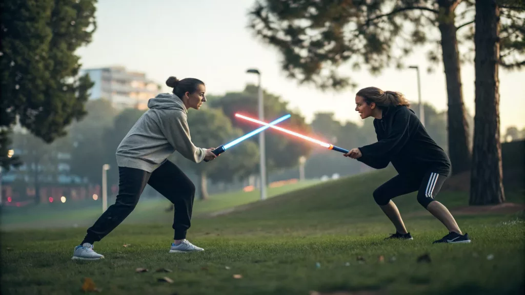 Wizard Tag Laser-Zauberstab im Park, reales Spielsetup mit Infrarotduell – JTBD Reality Check