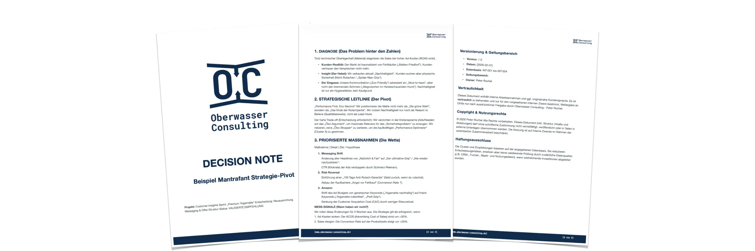 Decision Note Beispiel — Mantrafant Strategie-Pivot: Diagnose, Leitlinie, Maßnahmen auf 3 Seiten