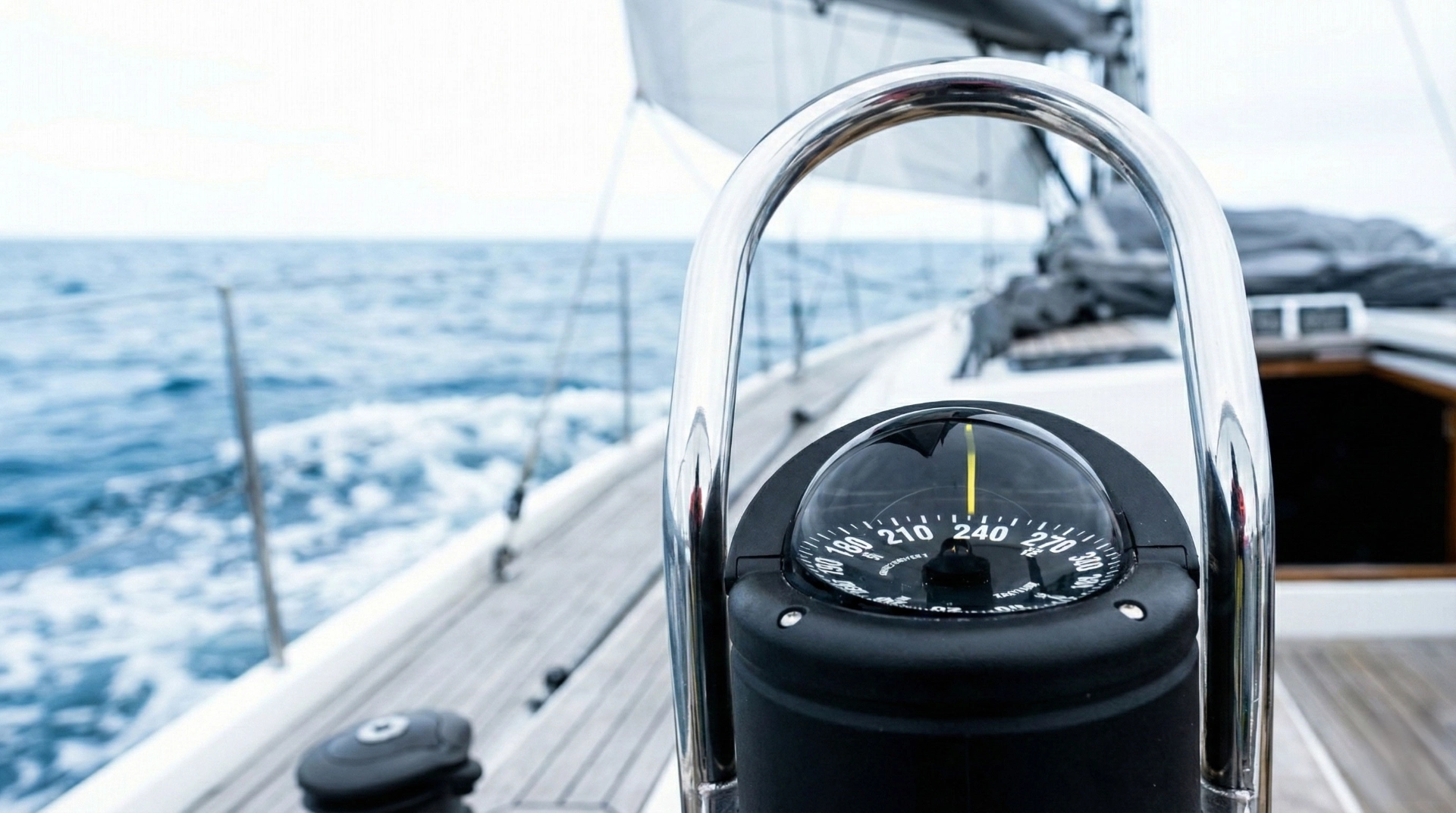 Kompass an Deck einer Segelyacht