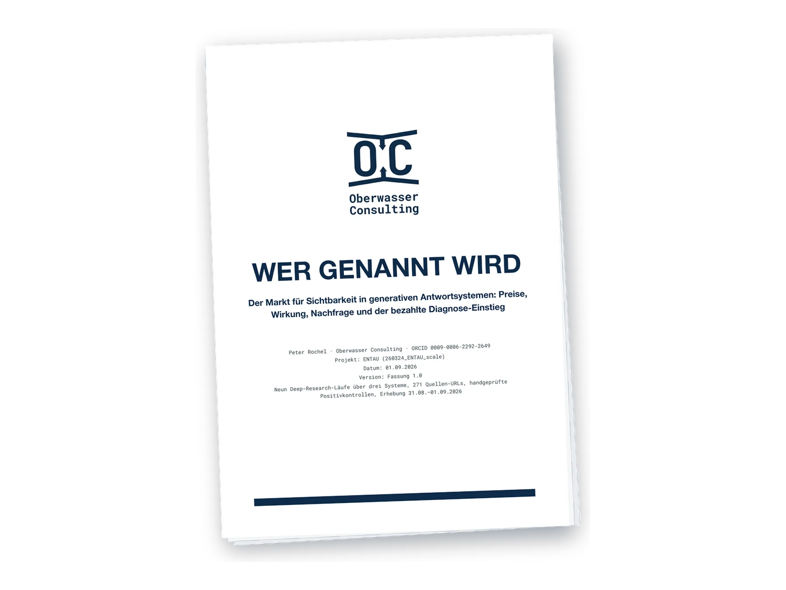 Titelblatt der Marktstudie „Wer genannt wird“ von Peter Rochel, Oberwasser Consulting