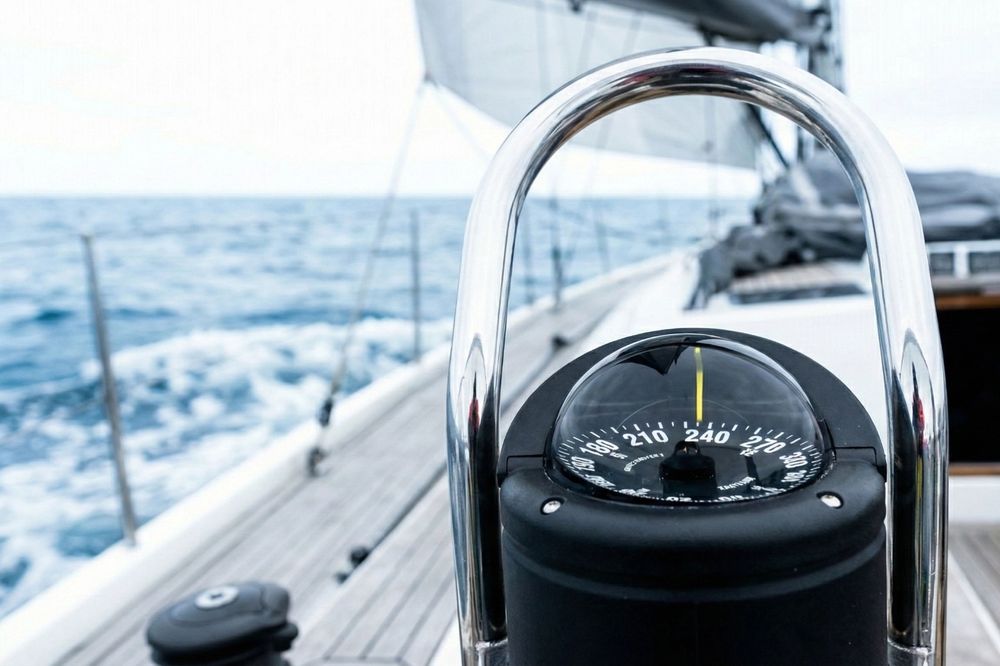 Kompass an Deck einer Segelyacht